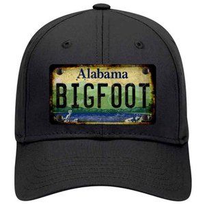 Bigfoot Alabama Rusty Look Metal on Cotton Velcro Hat - Black
